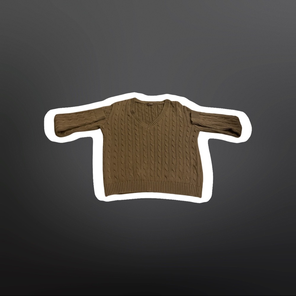 John Galt Long-sleeved Brown V-neck Sweater